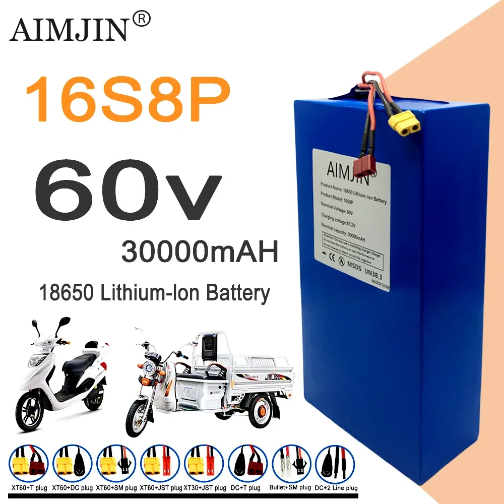 60V 50Ah Electric Scooter Battery - 16S8p 1000-3000W Nagelneue Lithium-Batterie 60V 30Ah