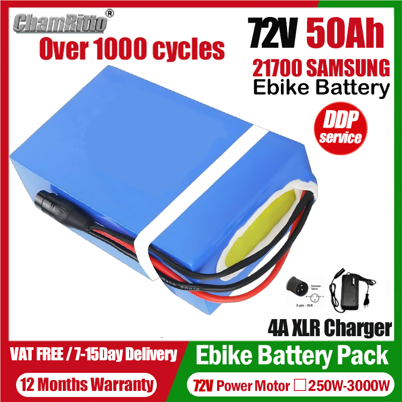 72V 50Ah 21700 Lithium Battery - 72V Elektrofahrrad Cham-Rider 84V 3000W Bafang