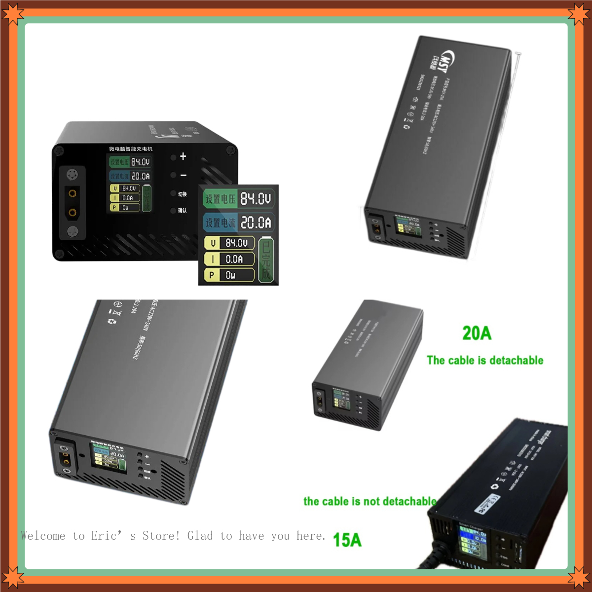 84V 20A Smart Charger - 10-93V 2-30A Einstellbares Ladegerät 50.4V 87.6V