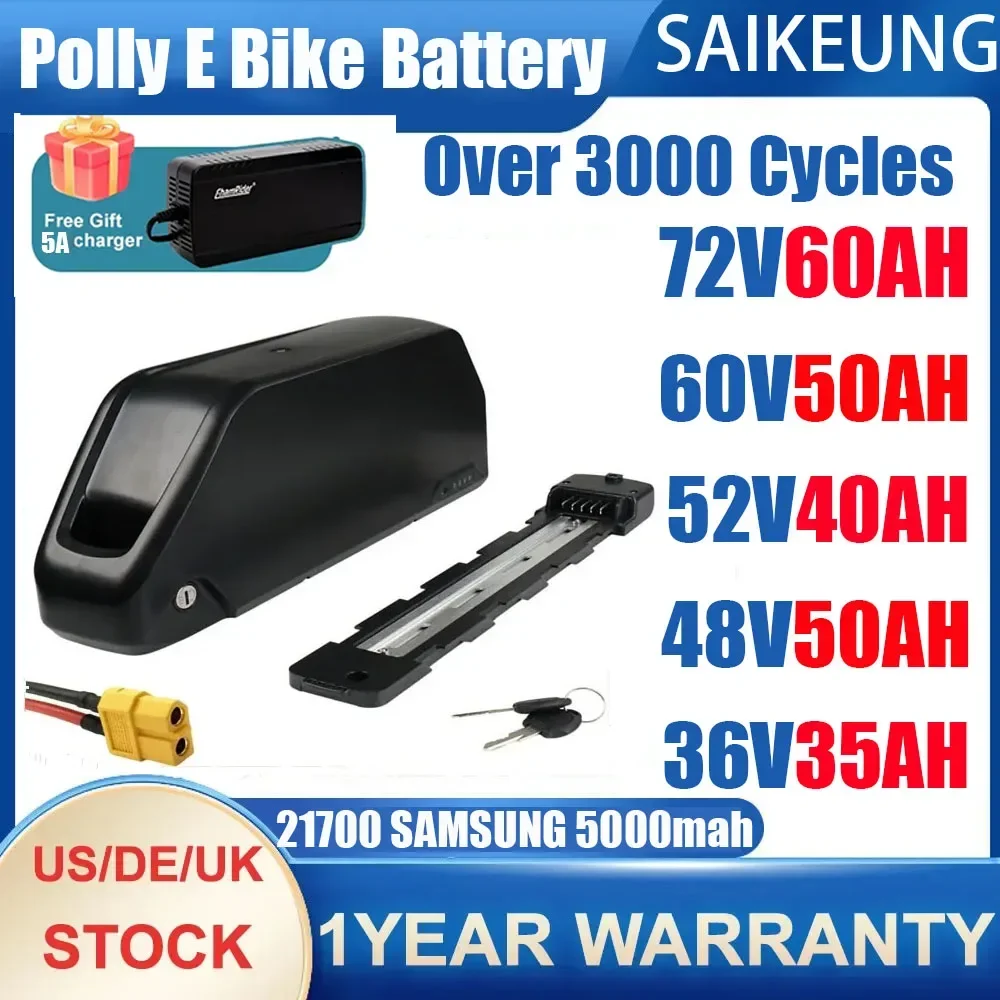72V 50Ah 21700 Lithium Battery - Elektrofahrrad-Akku Downtube Hailong Polly DP7 48V