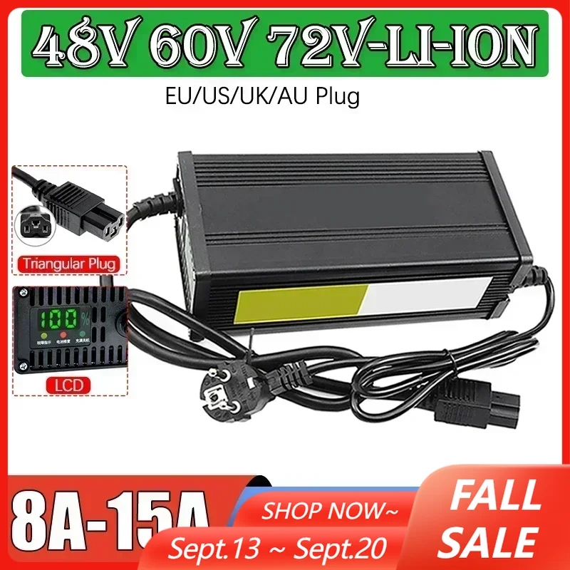 72V 15A Fast Charger - 48V 60V 72V Elektrofahrzeug Lithium-Batterieladegerät 54,6V