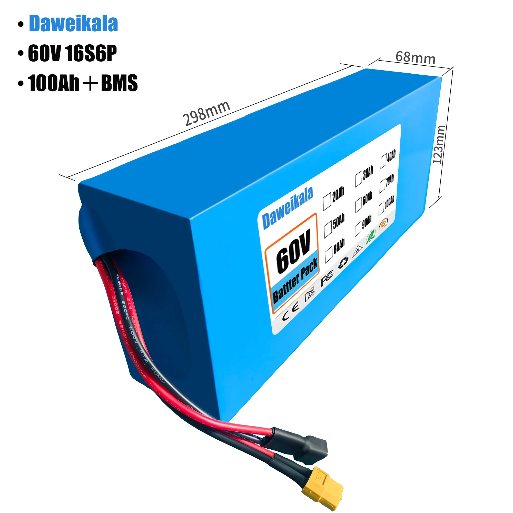 60V 100Ah 16S6P E-Bike-Akku 18 – 60V 50Ah Electric Scooter Battery Bewertung und Preis